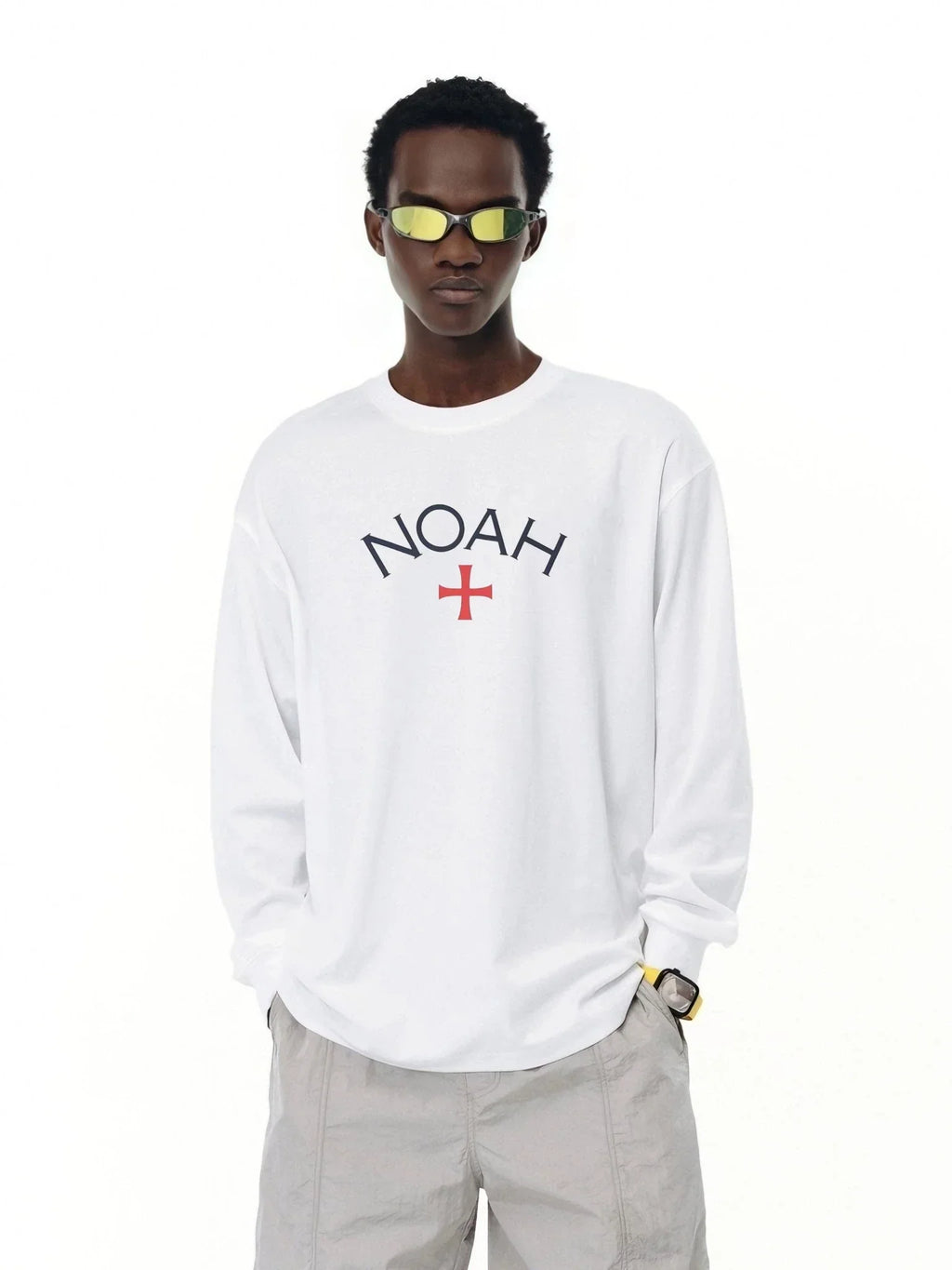 NOAH MARS Men Heavy Cotton Long Sleeve Tee First Black Soul Cross