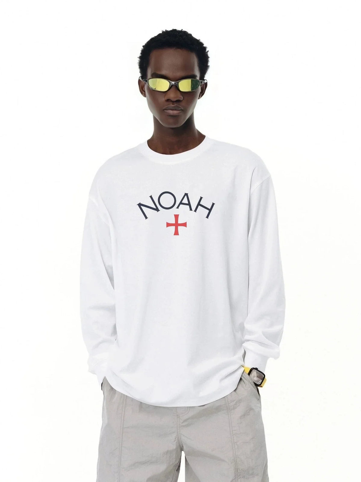 NOAH MARS Men Heavy Cotton Long Sleeve Tee First Black Soul Cross