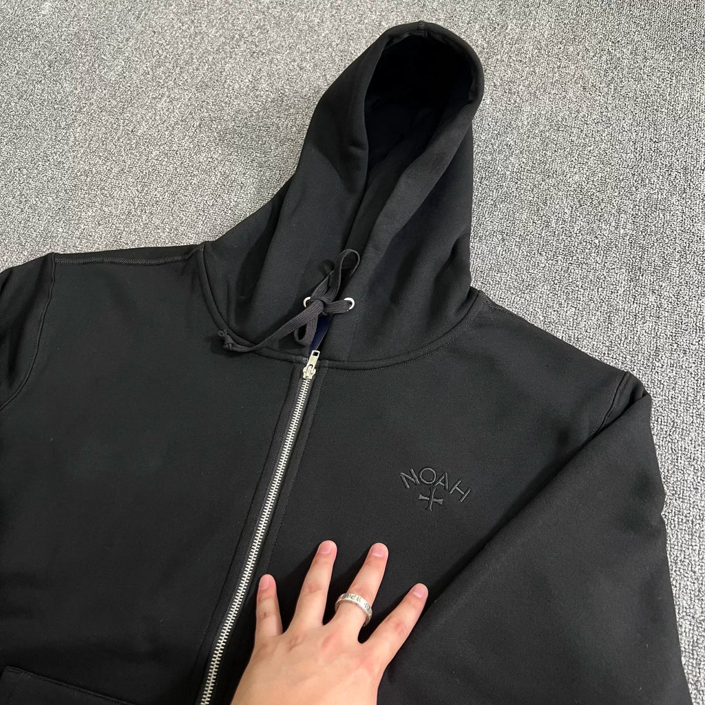 NOAH MARS Zip Hoodie Cardigan First Gen Black Soul Cross Embroidery Autumn Winter