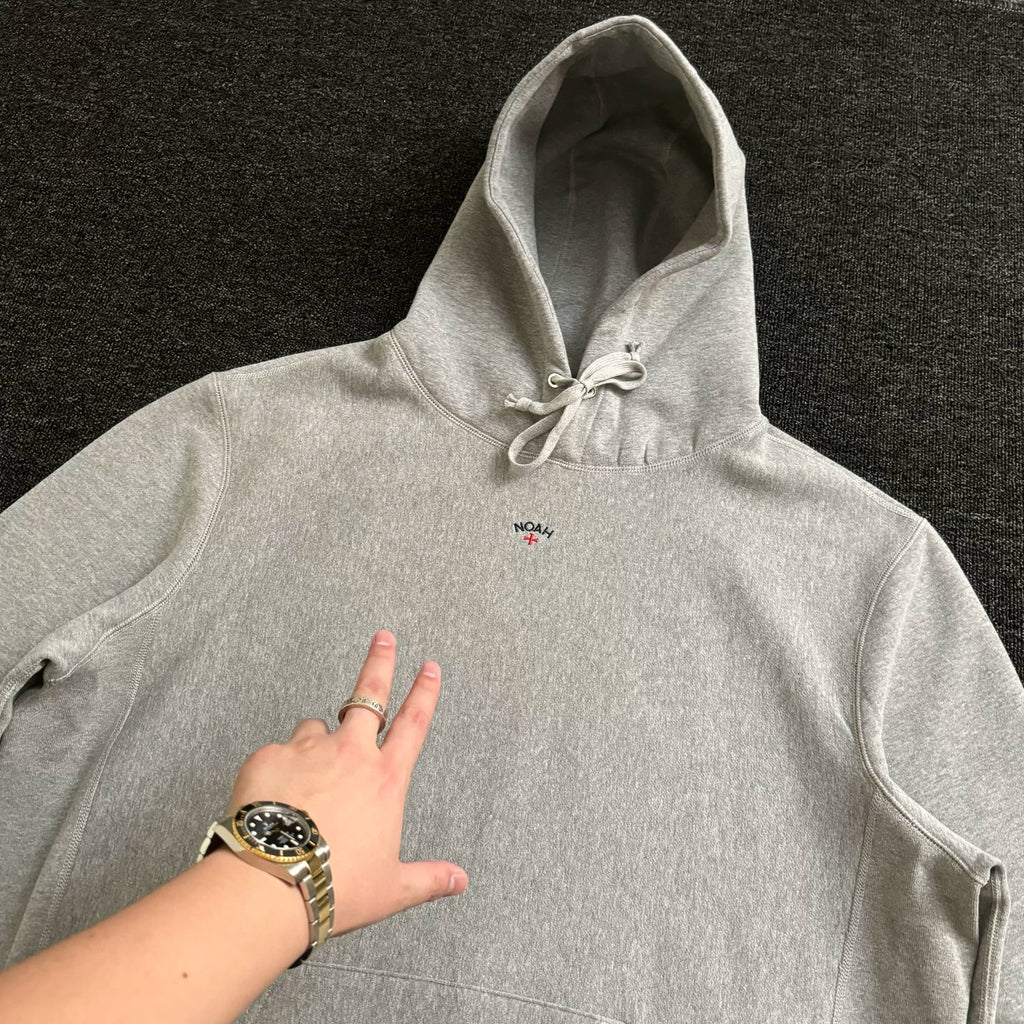NOAH MARS Men Thread Splice Hoodie Chest Cross Embroidered Badge