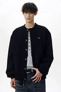 NOAH MARS Men Oversized Zip Cardigan Sweatshirt Chest Cross Embroidery Logo