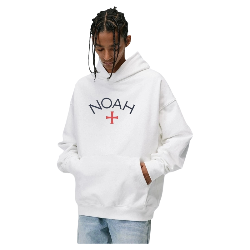 NOAH MARS Loose Thread Splice Hoodie Black Soul Cross American Casual