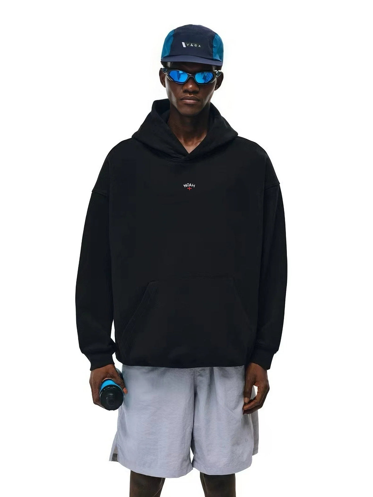NOAH MARS Men Thread Splice Hoodie Chest Cross Embroidered Badge