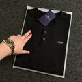 NOAH MARS Men Henley Black Soul Cross Embroidered Long Sleeve Tee
