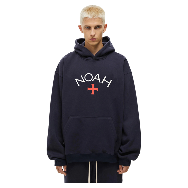 NOAH MARS Loose Thread Splice Hoodie Black Soul Cross American Casual