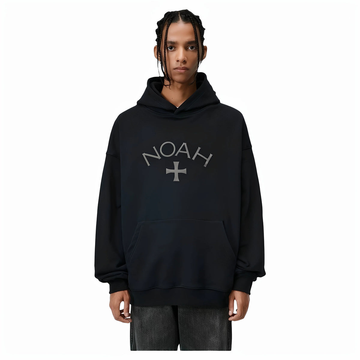 NOAH MARS Grey First Gen Cross Hoodie Men American Casual Loose