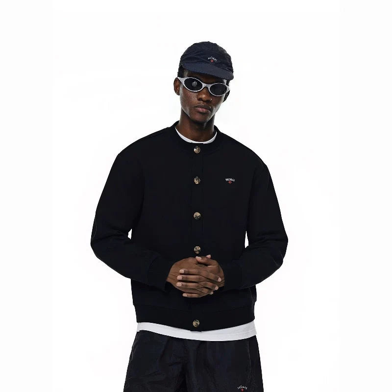 NOAH MARS Old Money Collarless Button Cardigan Thick Cotton Men Jacket