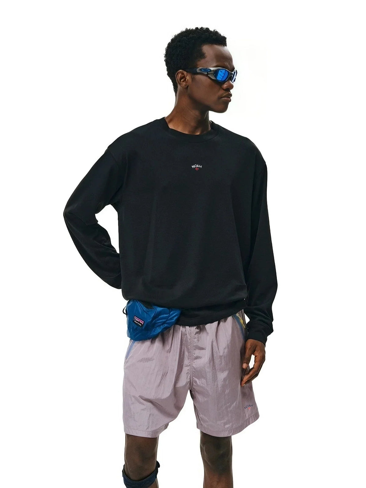 NOAH MARS Men Autumn Long Sleeve Tee Chest Cross Embroidery American Casual