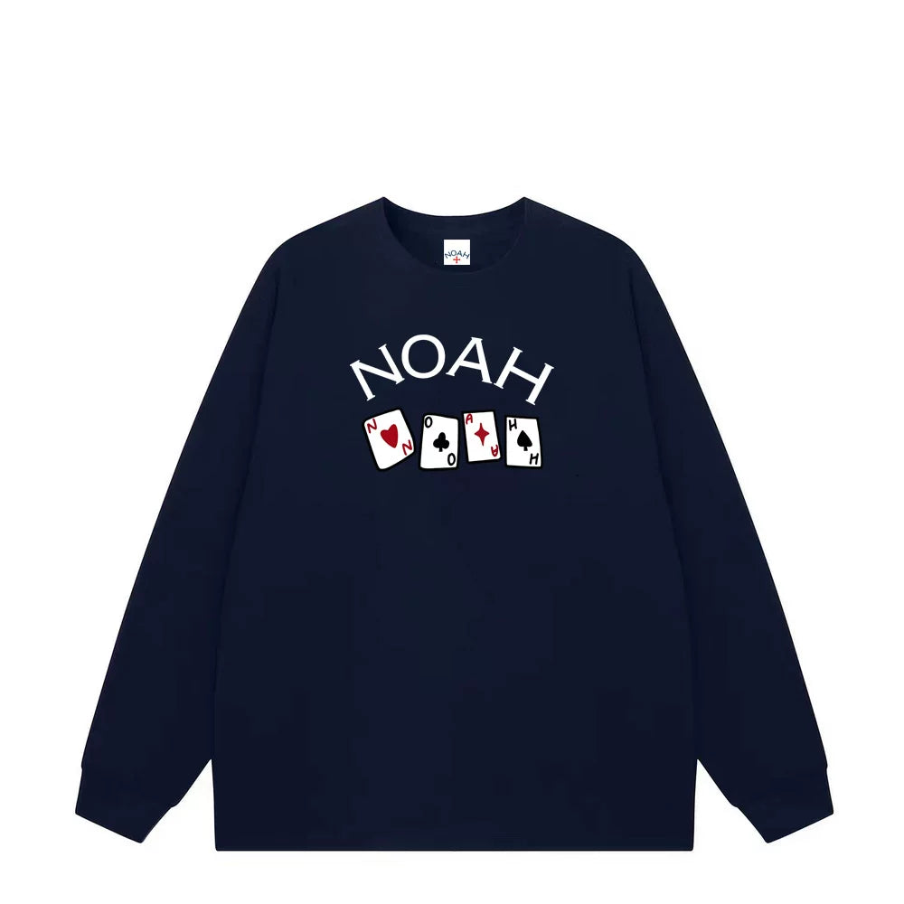 NOAH Poker Print Heavy Cotton Unisex Long Sleeve Tee Spring Autumn