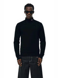 NOAH MARS Men Vintage Mock Neck Long Sleeve Base Tee Chest Cross Embroidery