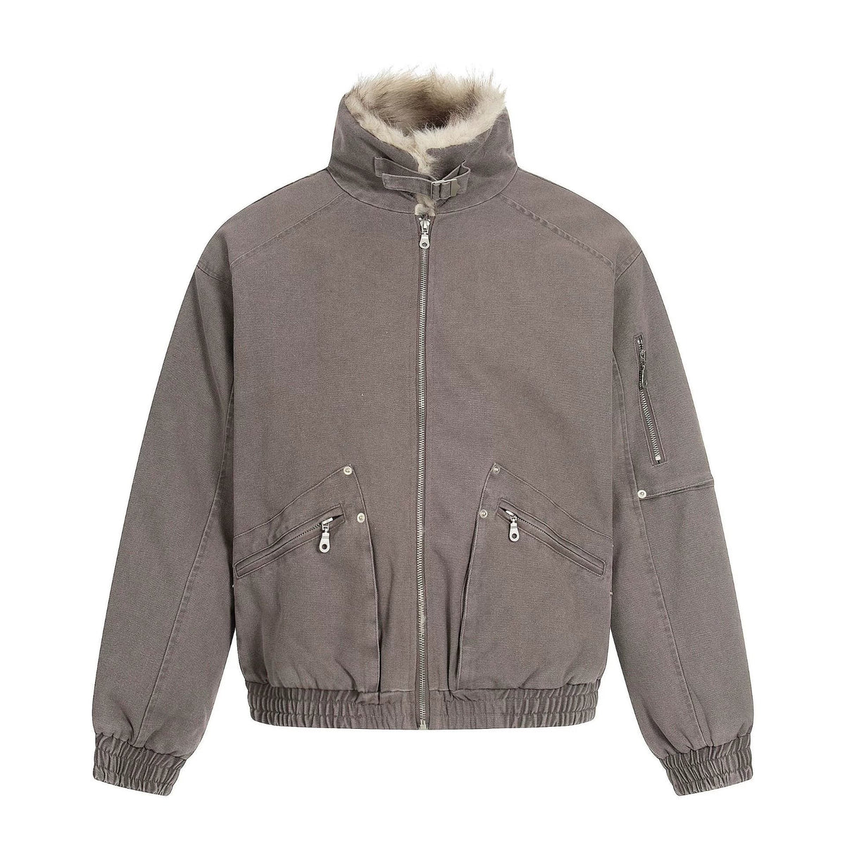 NOAH MARS Old Money Stand Collar Mountain Graphic Velvet Lined Cotton Coat