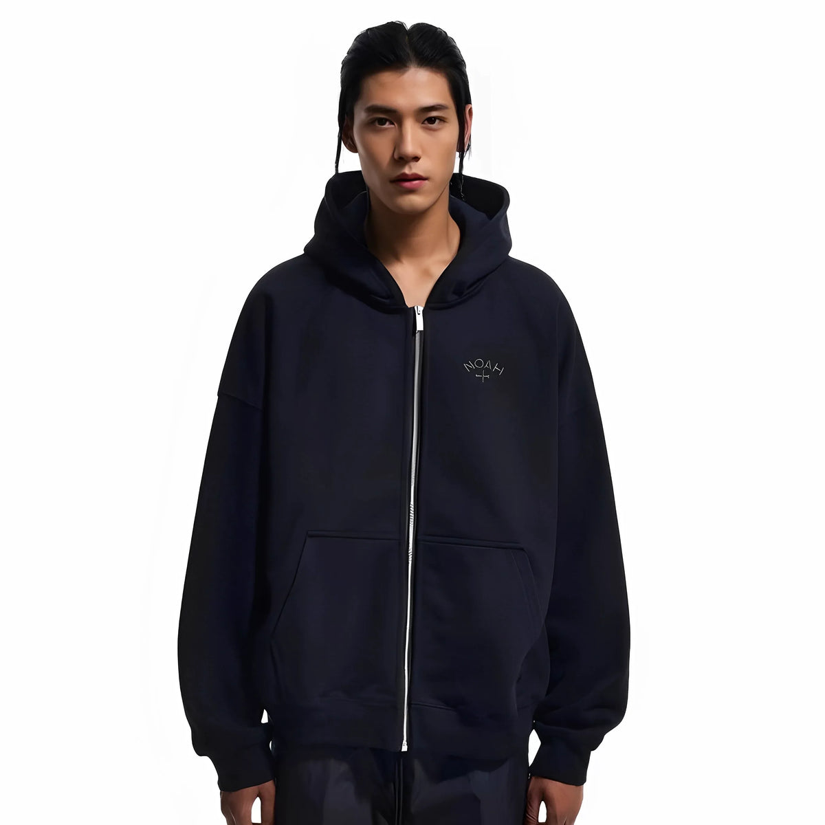 NOAH MARS Zip Hoodie Cardigan First Gen Black Soul Cross Embroidery Autumn Winter