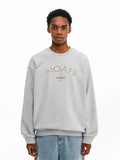 NOAH MARS Men Plaid Cross Thread Splice Crew Neck Sweatshirt