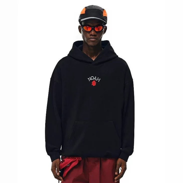 NOAH MARS Men Loose Thread Splice Hoodie Tiny Rose Embroidery American Style