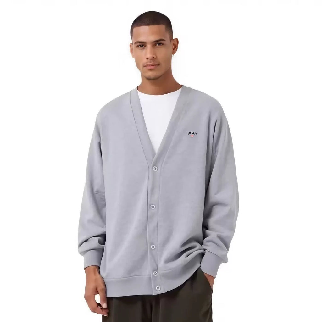NOAH MARS Cross Embroidery V-Neck Button Knit Cardigan