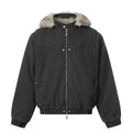 NOAH MARS Detachable Hood Fur Collar Mountain Print Loose Winter Cotton Jacket Men