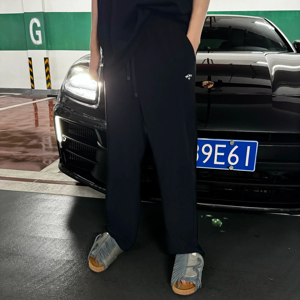 NOAH MARS Paper Touch Windproof Curved Pants Cross Embroidery