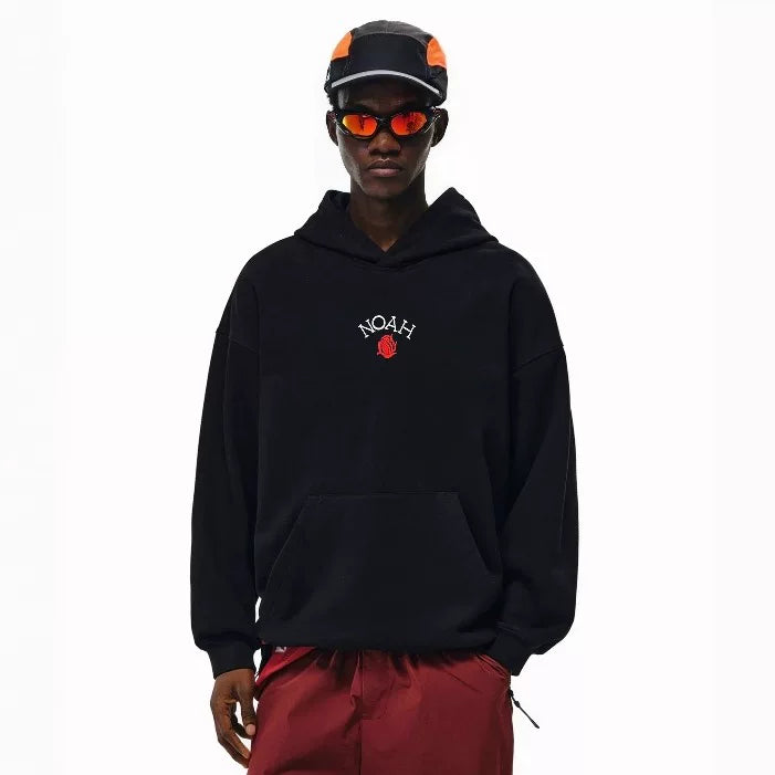 NOAH MARS Men Loose Thread Splice Hoodie Tiny Rose Embroidery American Style